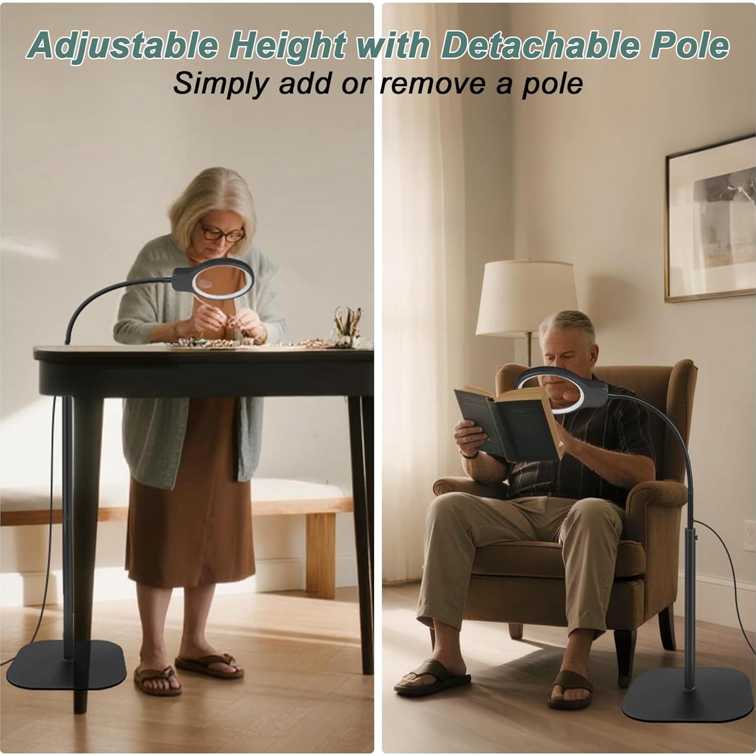 Lupa de pie JUOIFIP 10X 30X con luz y soporte ajustable