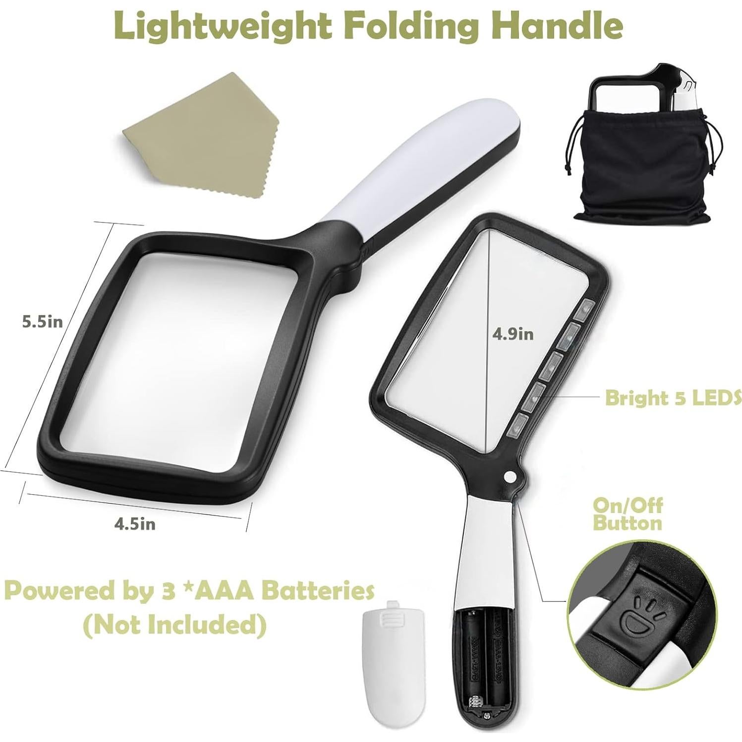 Lupa Plegable con Luz LED YUGYUJ 3X para Baja Visión