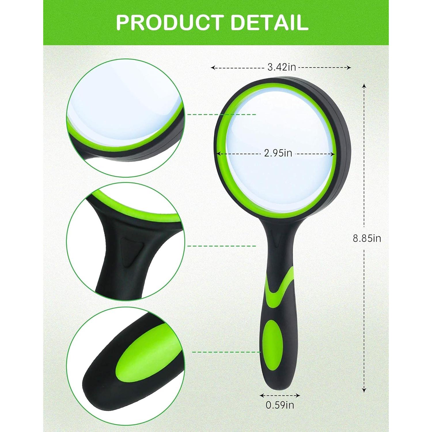 Lupa de mano Wapodeai 10X con lente de vidrio 75mm antideslizante