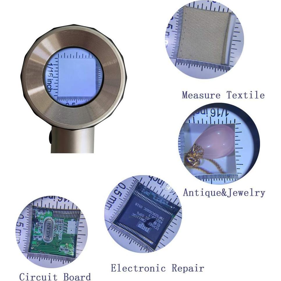 Lupa óptica 10X con luz LED Vludiss y estuche