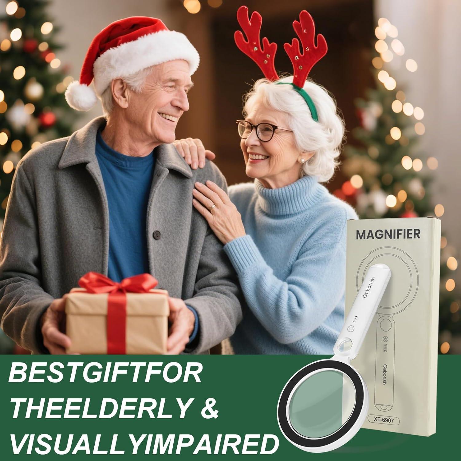 Lupa Iluminada GABORISH 10X 30X con Luz LED Recargable