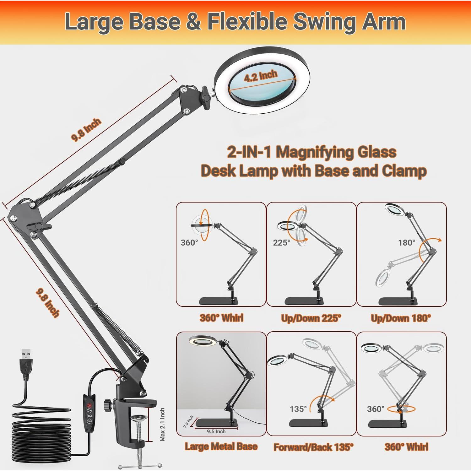 Lupa de 15X Gskeys con Luz LED y Soporte Ajustable