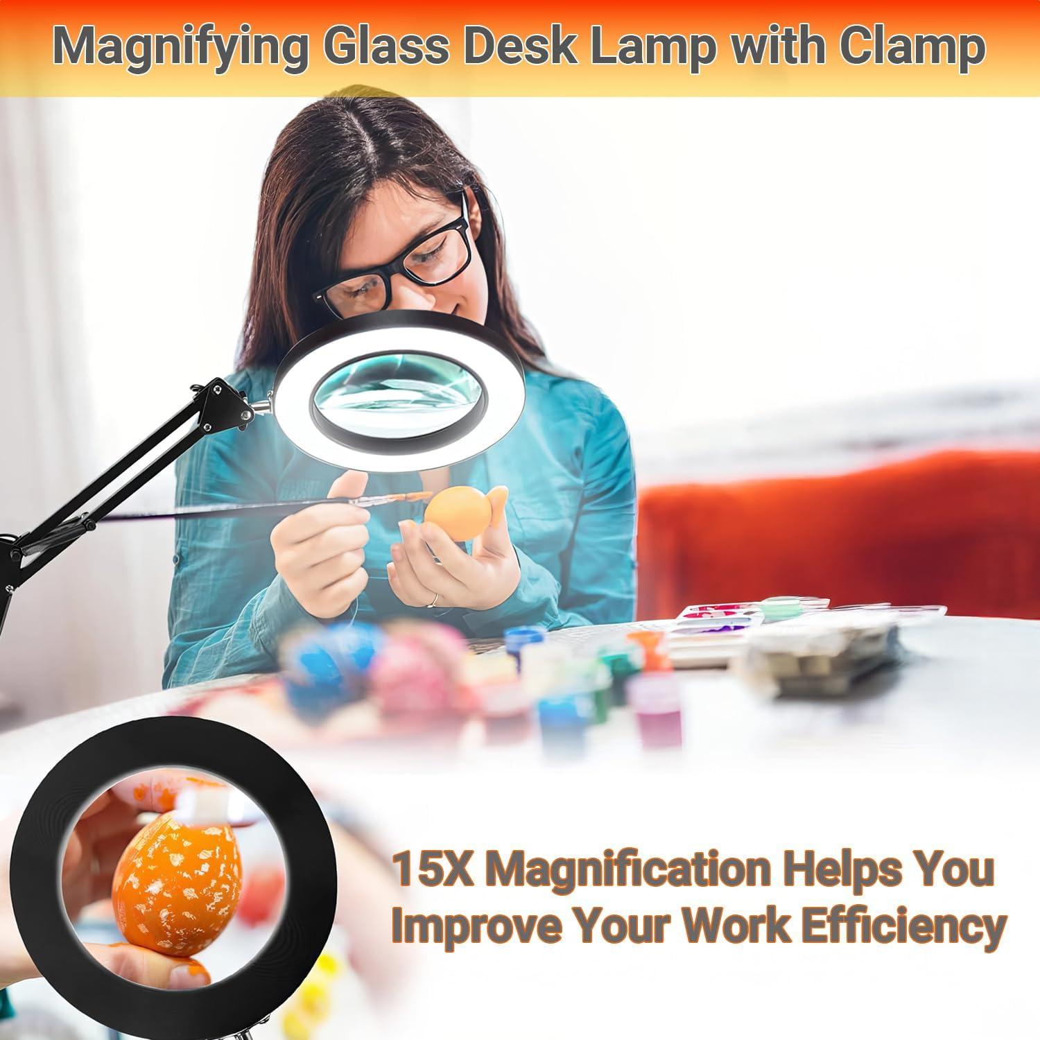 Lupa de 15X Gskeys con Luz LED y Soporte Ajustable