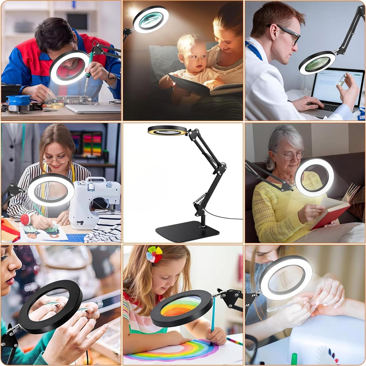 Lupa de 15X Gskeys con Luz LED y Soporte Ajustable