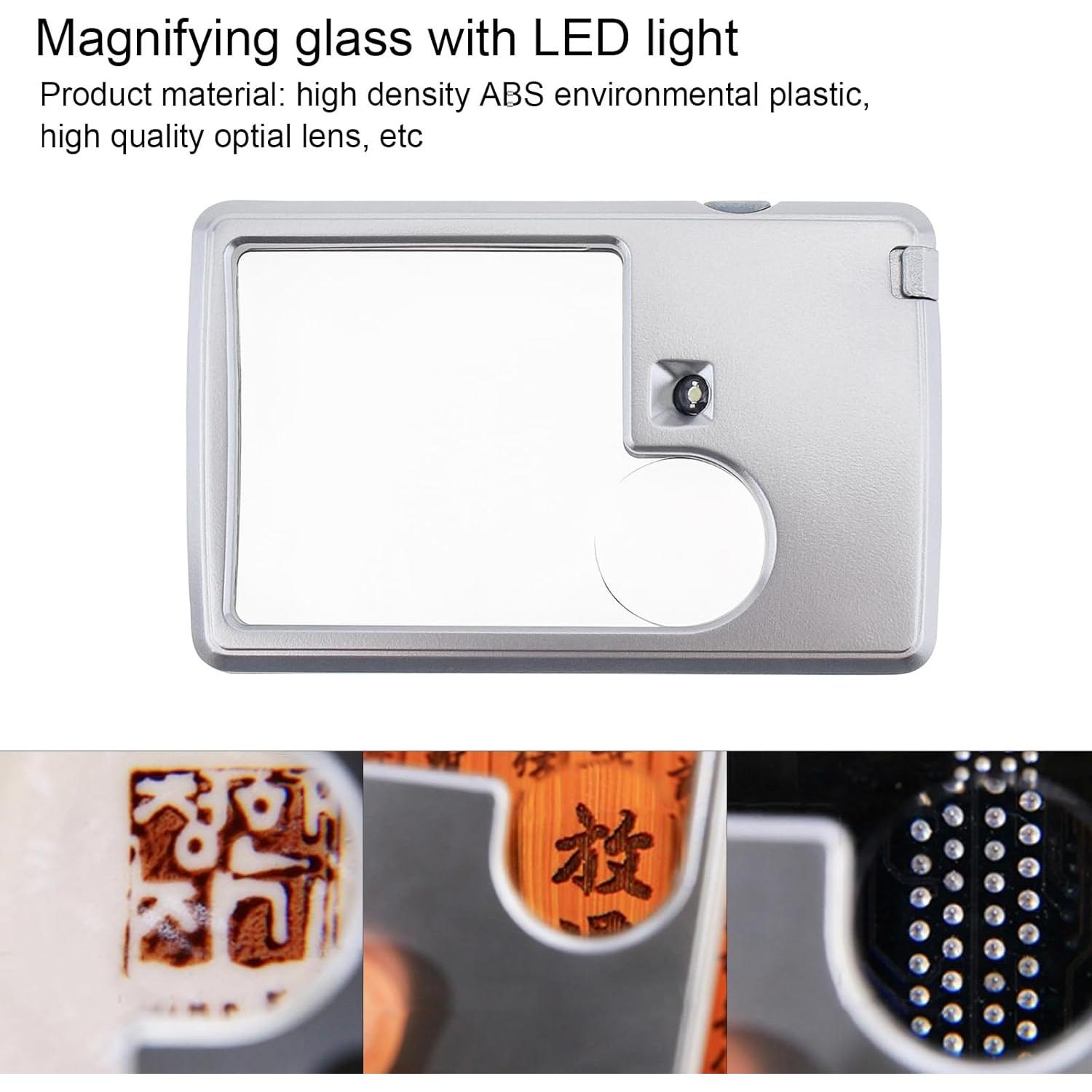 Lupa con Luz LED 3X 6X Smgda - 2 Piezas Portátil con Funda