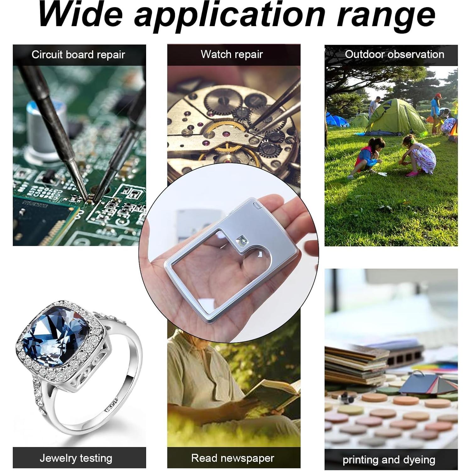 Lupa con Luz LED 3X 6X Smgda - 2 Piezas Portátil con Funda