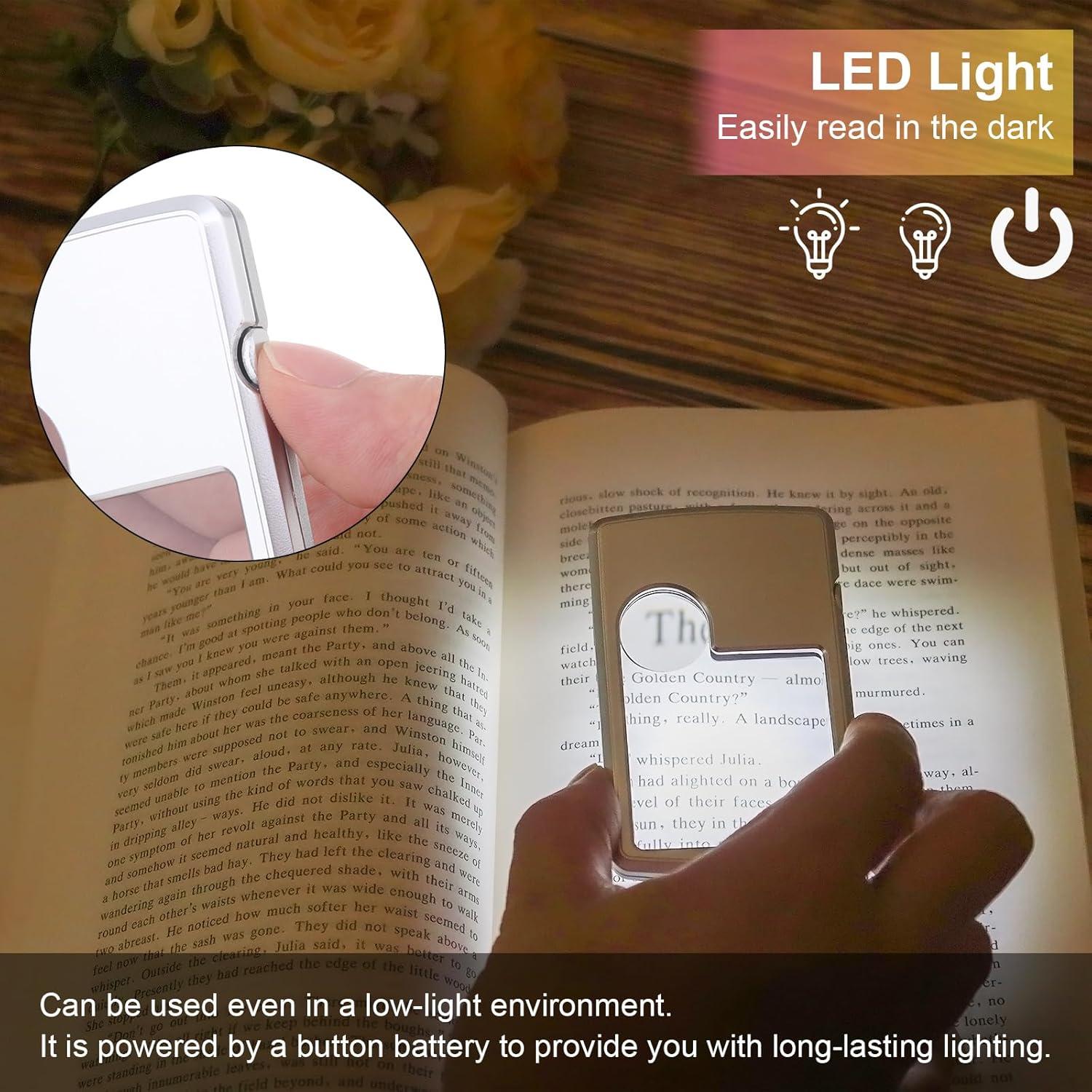 Lupa con Luz LED 3X 6X Smgda - 2 Piezas Portátil con Funda