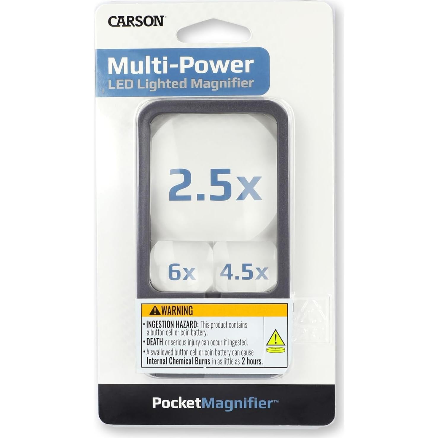 Lupa de bolsillo iluminada LED Carson PM-33, 3 aumentos