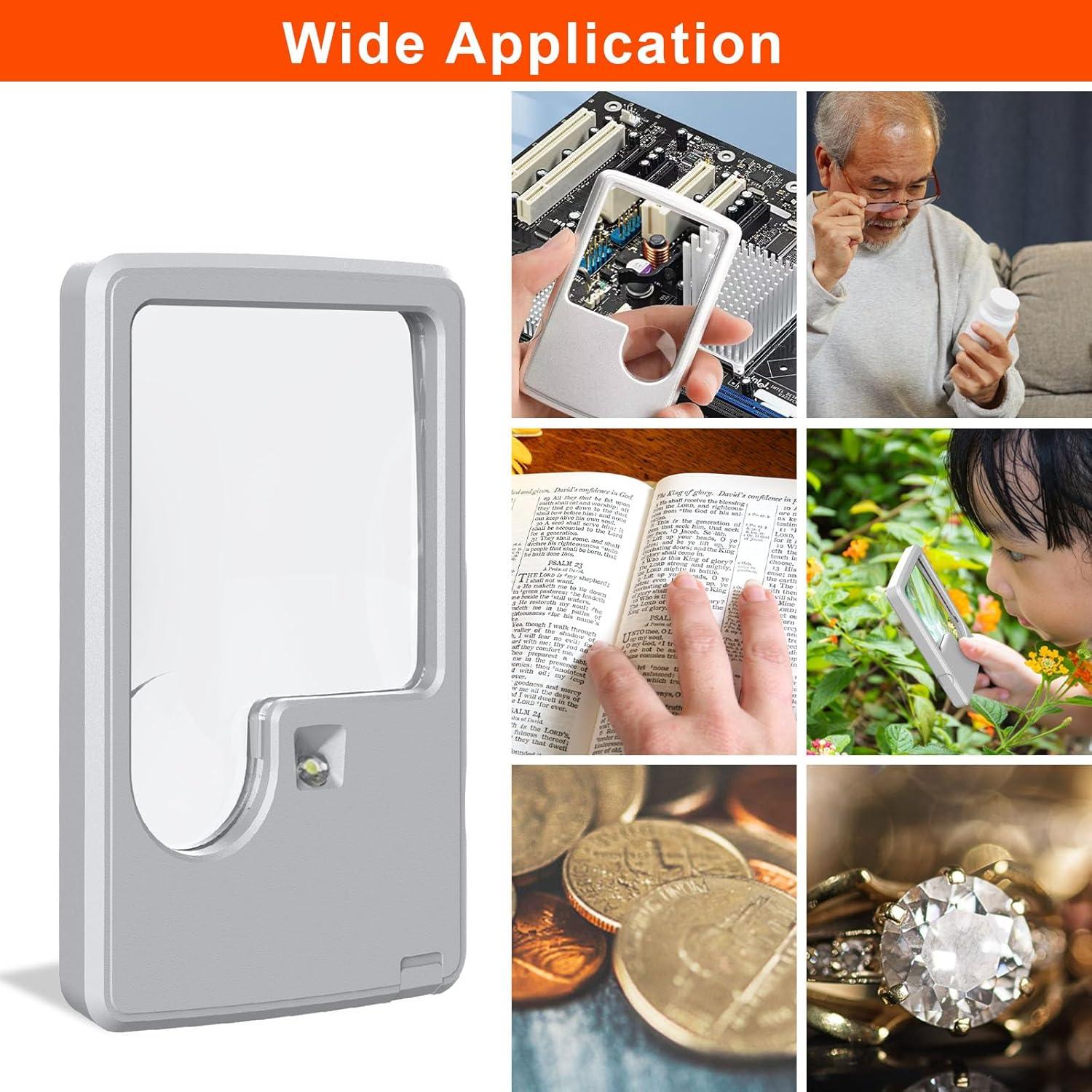 Lupa de Mano Inaepeak con Luz LED 3X 6X y Estuche Negro