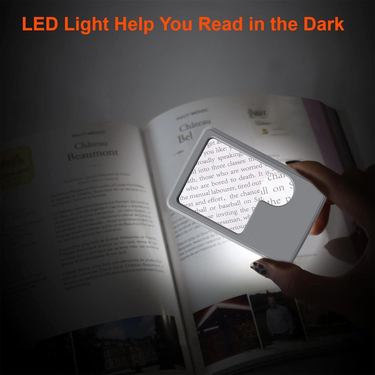 Lupa de Mano Inaepeak con Luz LED 3X 6X y Estuche Negro