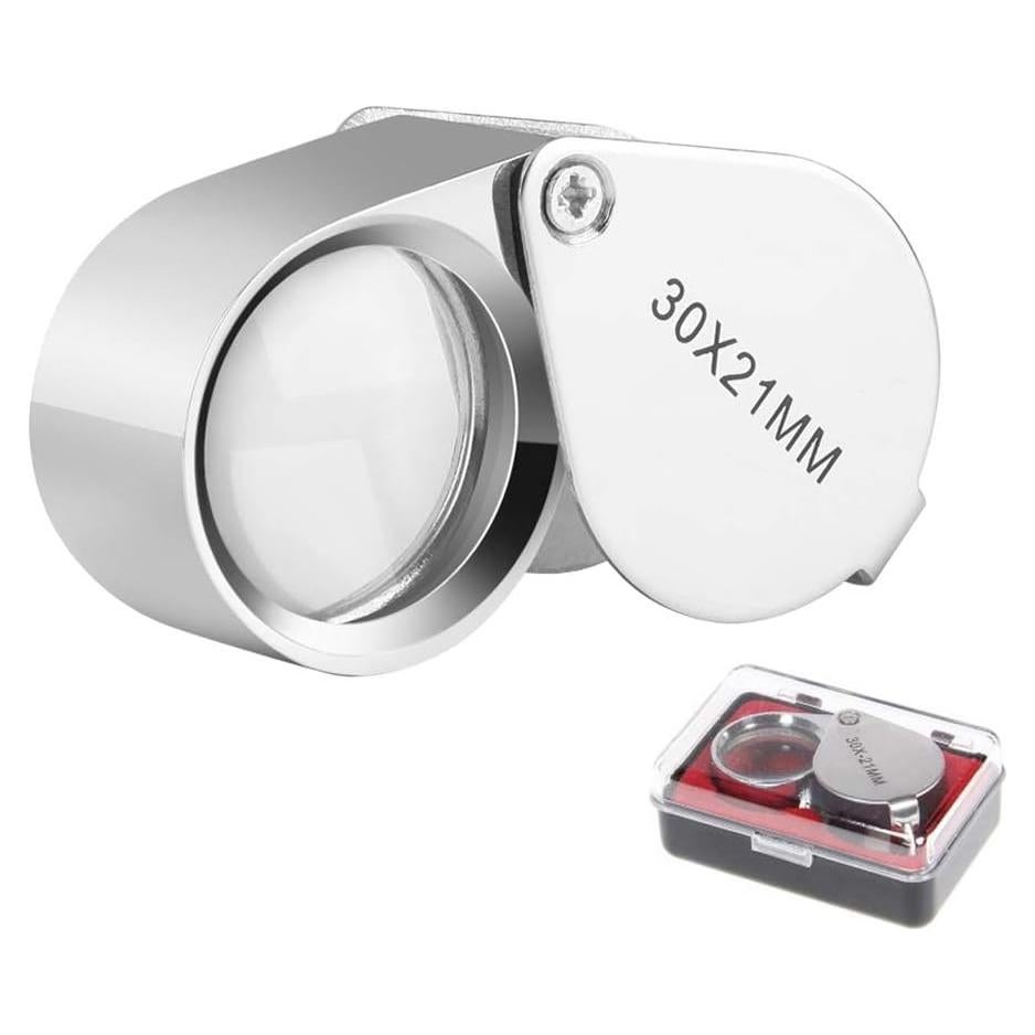 Lupa de Joyero KINGMAS 30x 21mm Plegable con Caja