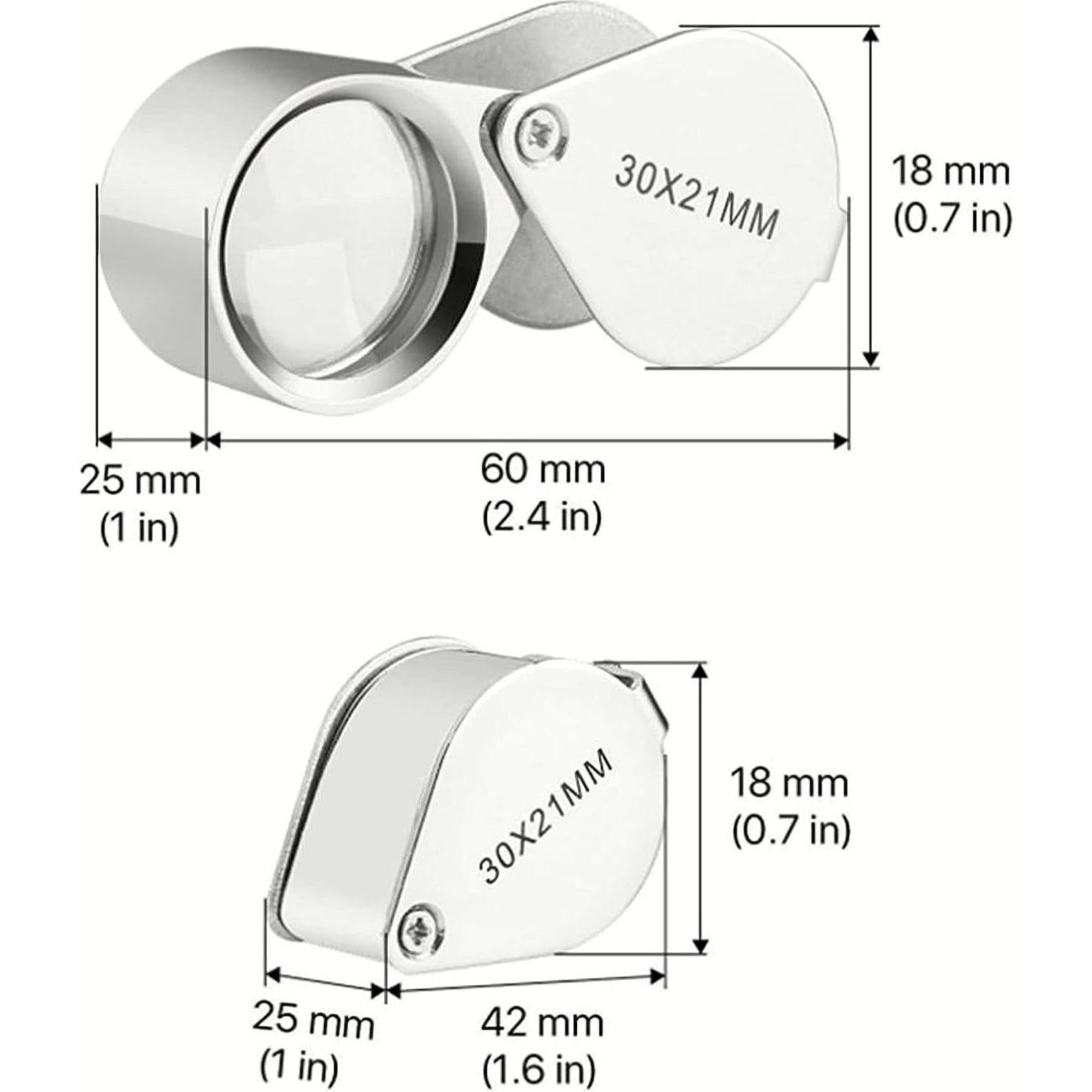 Lupa de Joyero KINGMAS 30x 21mm Plegable con Caja