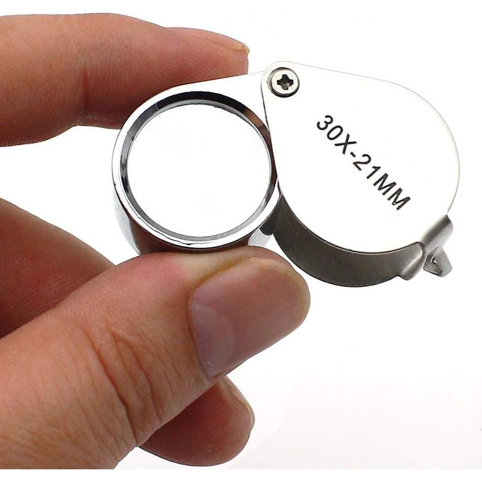 Lupa de Joyero KINGMAS 30x 21mm Plegable con Caja