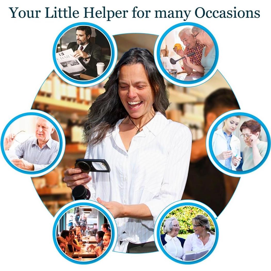 Lupa de Bolsillo EASY MAGNIFIER 3X con Luz LED - Plateada