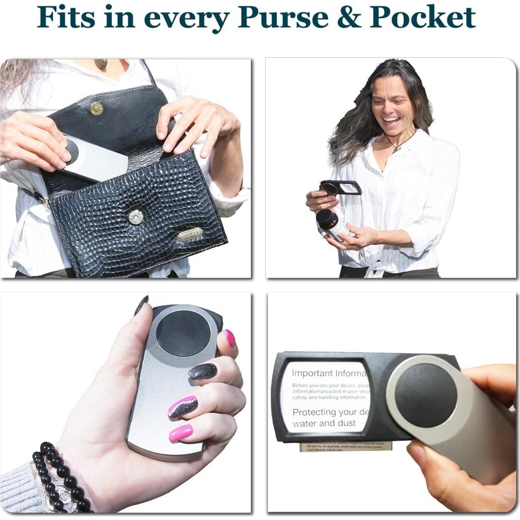 Lupa de Bolsillo EASY MAGNIFIER 3X con Luz LED - Plateada