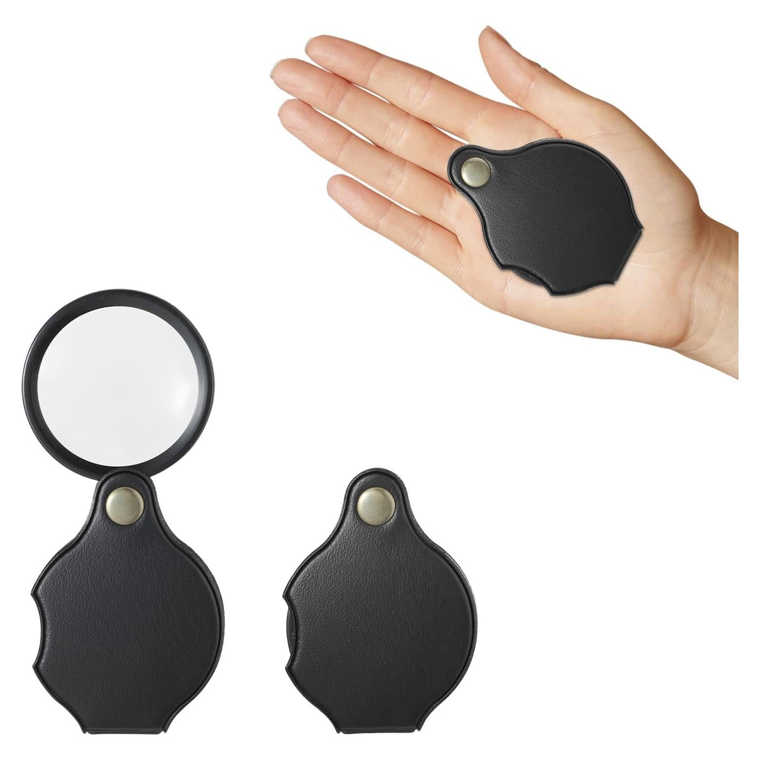 2 Piezas Lupa de Bolsillo 10X WY LIGHTING Nivel Mini Plegable