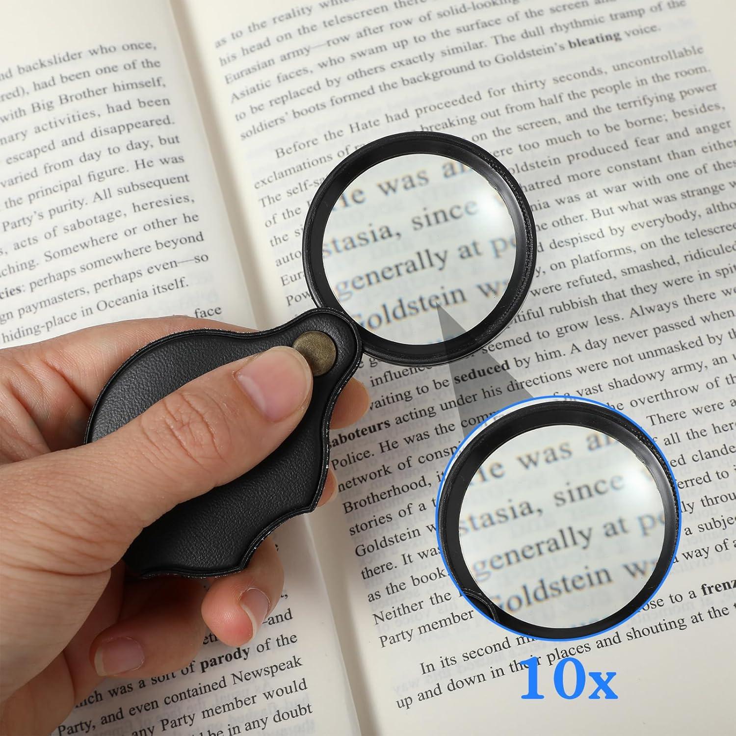 2 Piezas Lupa de Bolsillo 10X WY LIGHTING Nivel Mini Plegable