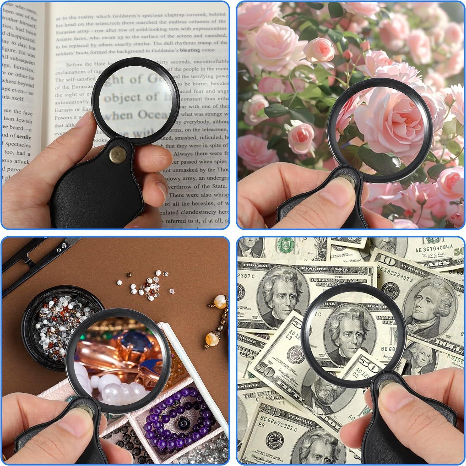 2 Piezas Lupa de Bolsillo 10X WY LIGHTING Nivel Mini Plegable