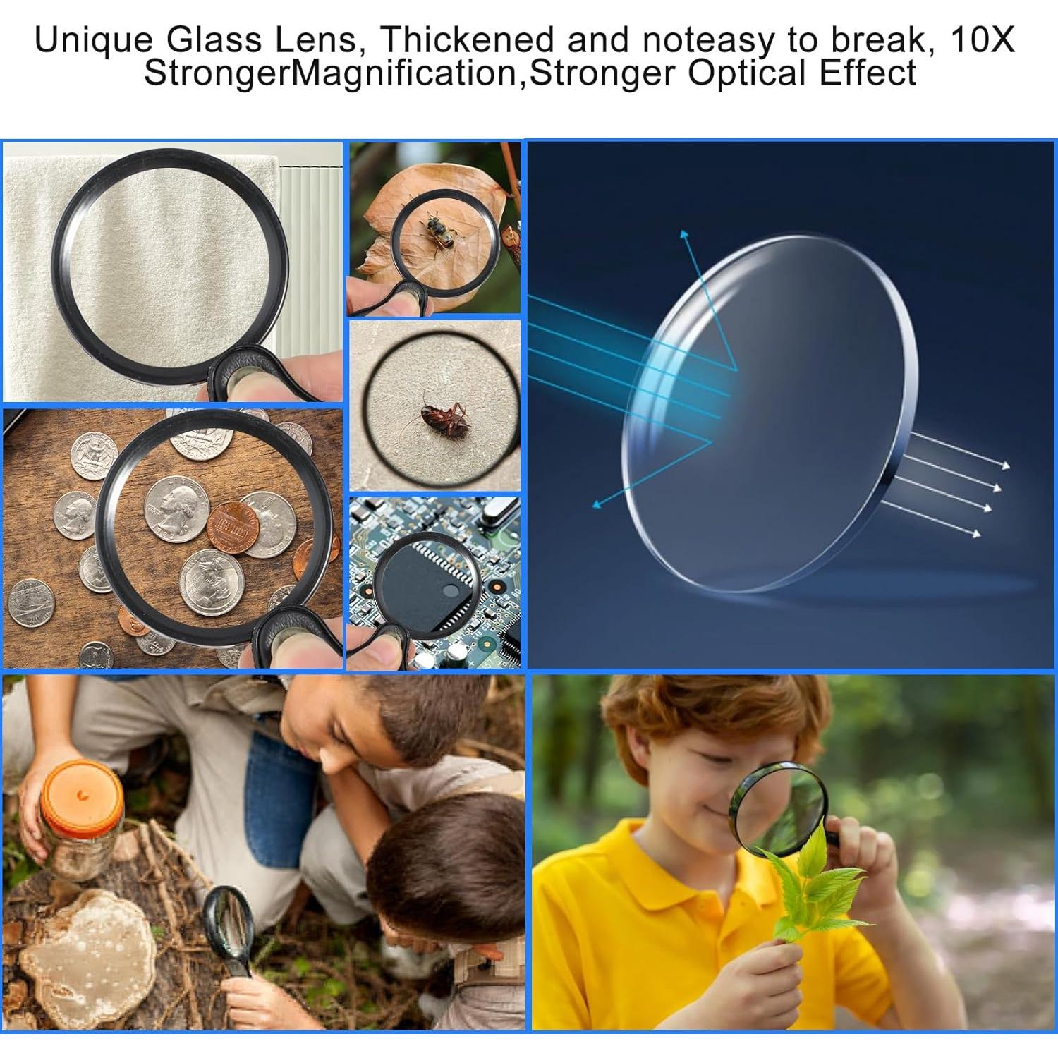 2 Piezas Lupa de Bolsillo 10X WY LIGHTING Nivel Mini Plegable