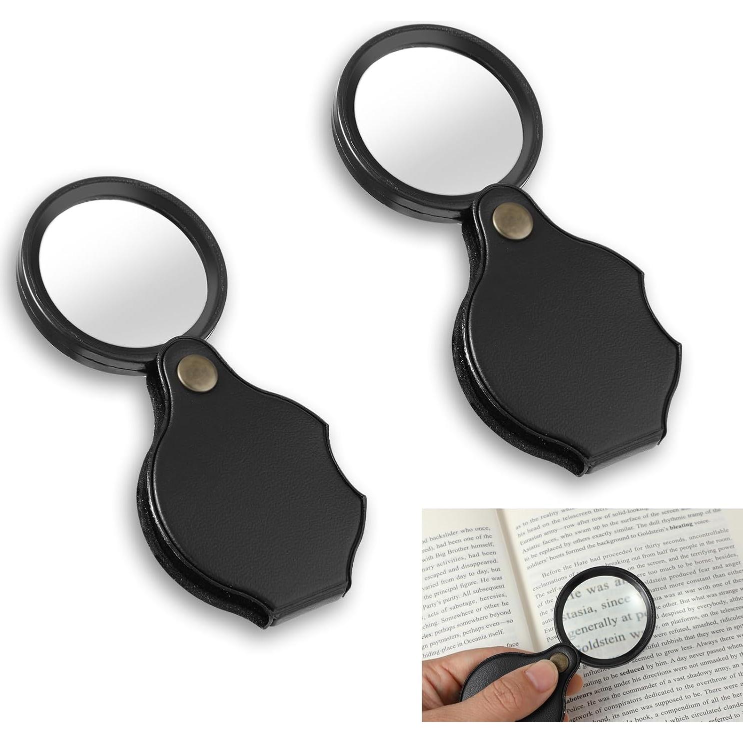 2 Piezas Lupa de Bolsillo 10X WY LIGHTING Nivel Mini Plegable