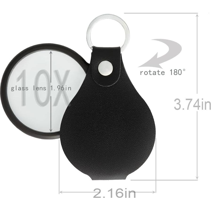 Lupa de bolsillo 10X Kacokaco con llavero y estuche 3 colores