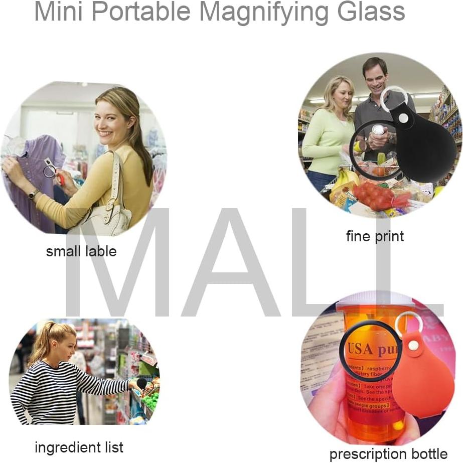 Lupa de bolsillo 10X Kacokaco con llavero y estuche 3 colores