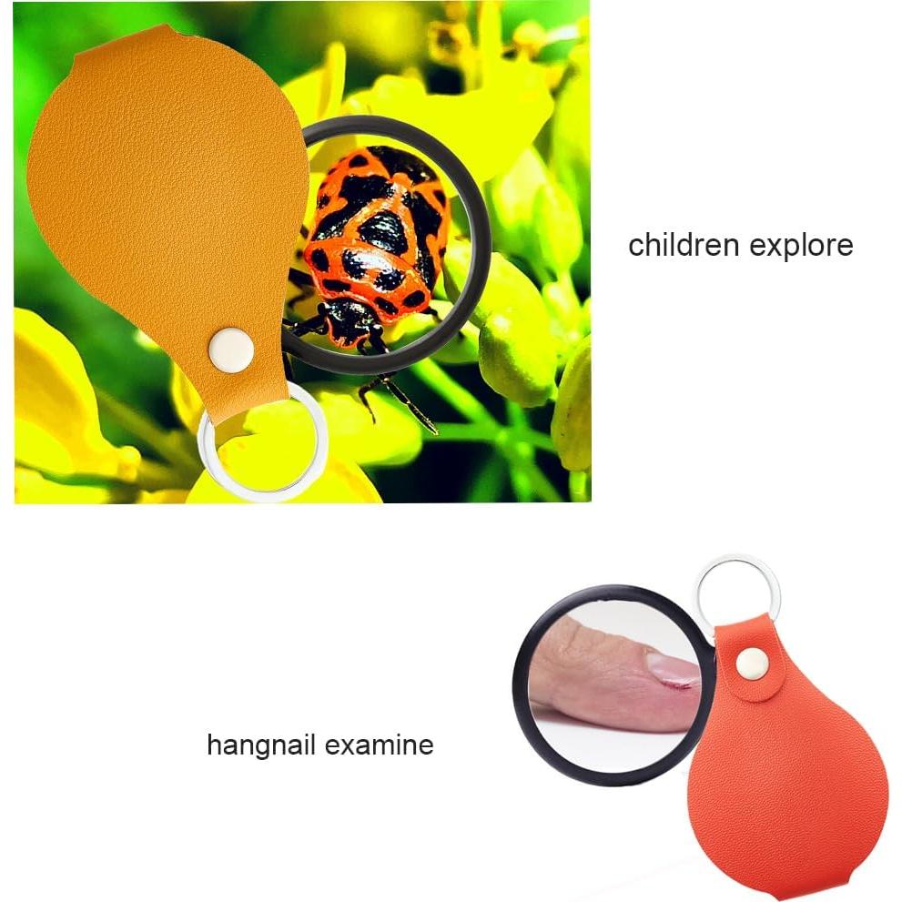 Lupa de bolsillo 10X Kacokaco con llavero y estuche 3 colores