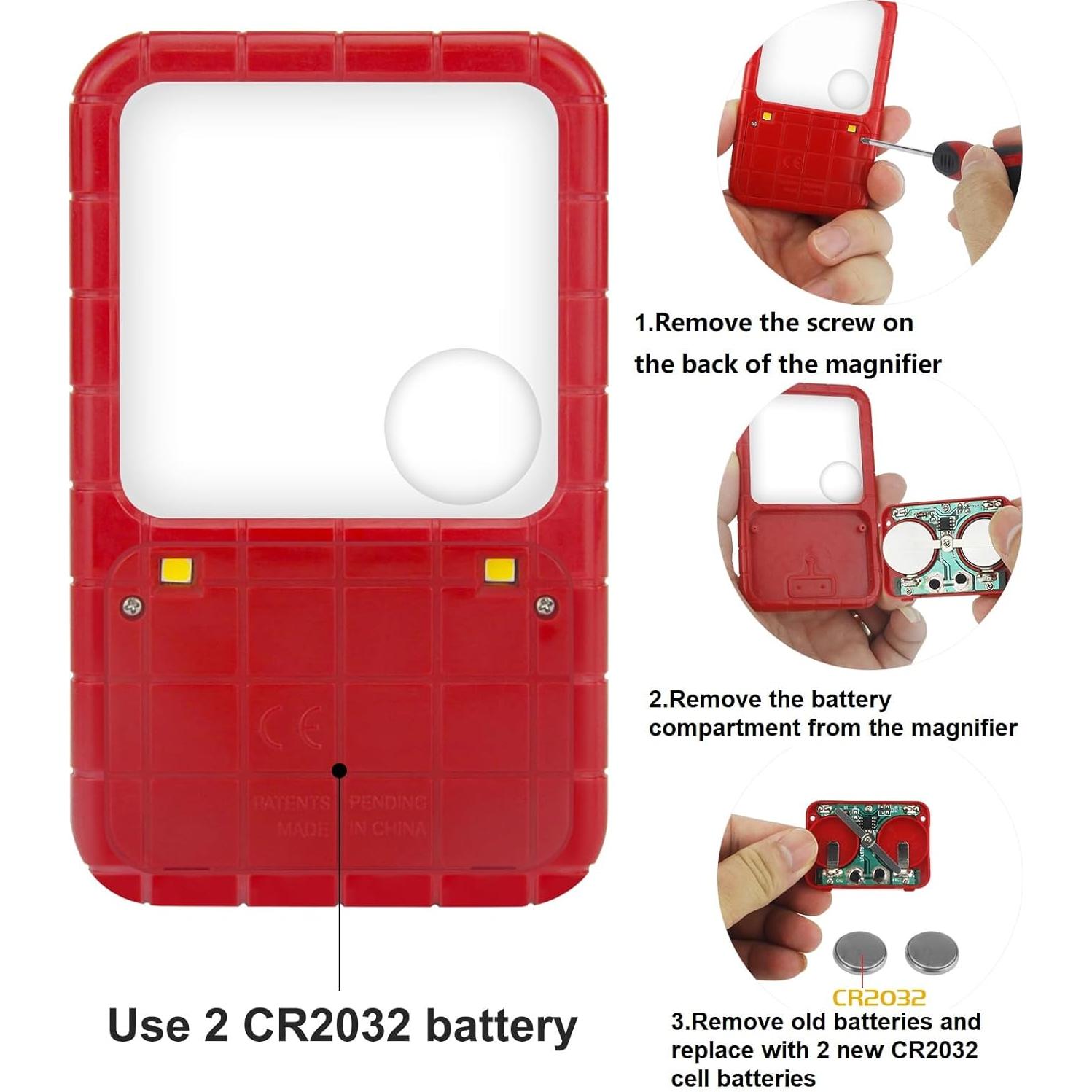 Lupa LED HONGUT 3X 5X Portátil con Luz para Lectura