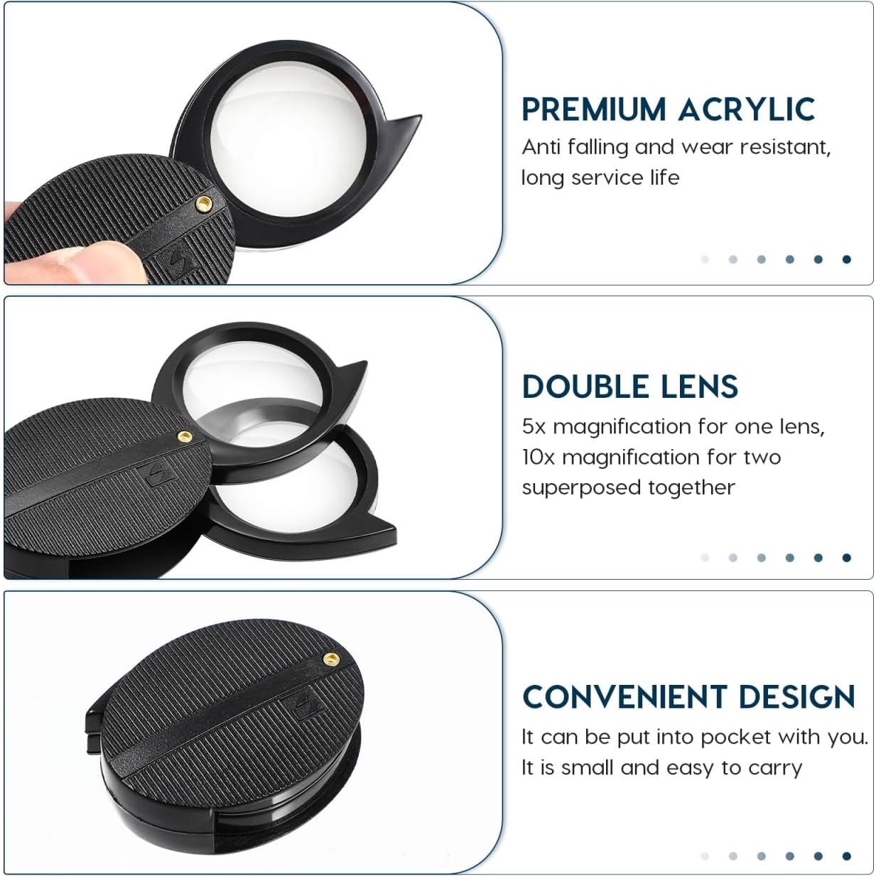 Lupa Plegable ULTECHNOVO 5X/10X Portátil para Lectura