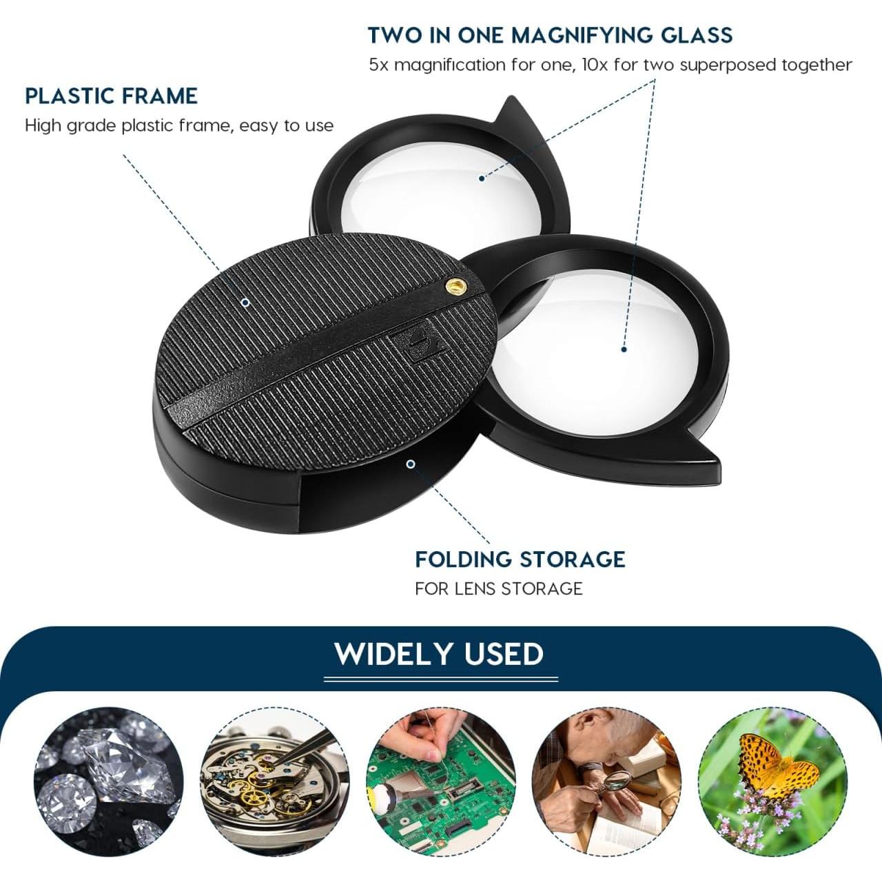 Lupa Plegable ULTECHNOVO 5X/10X Portátil para Lectura