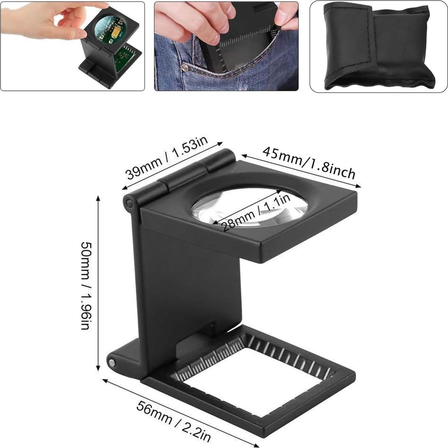 Lupa de bolsillo Rongon 10X 28mm plegable para joyería