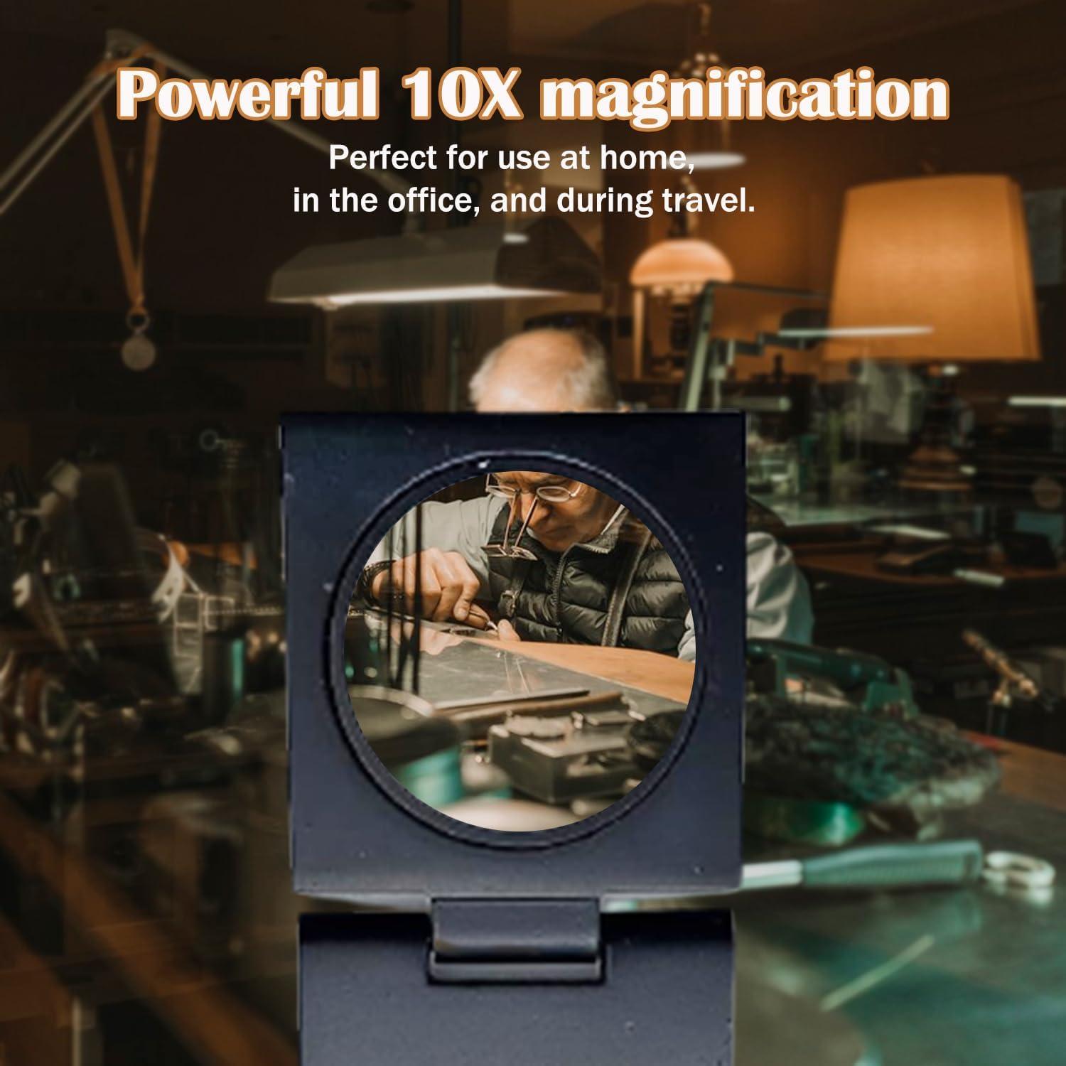 Lupa de bolsillo Rongon 10X 28mm plegable para joyería