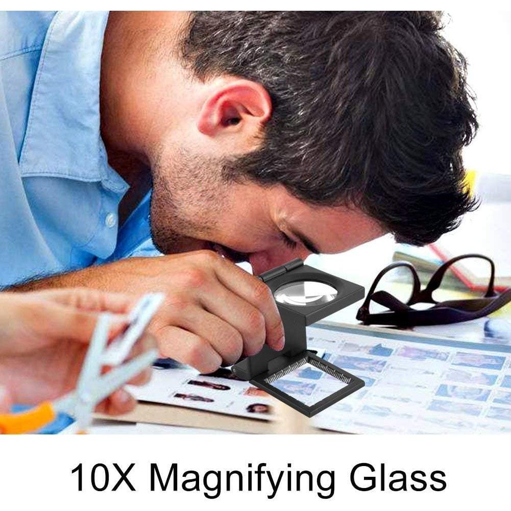 Lupa de bolsillo Rongon 10X 28mm plegable para joyería
