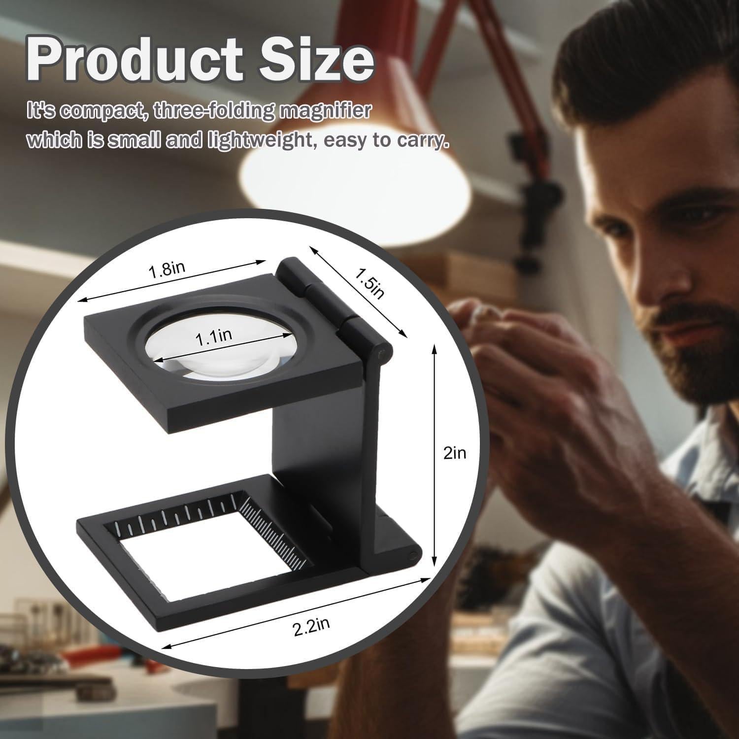 Lupa Plegable Rongon 10X 28mm con Escala y Funda de Cuero