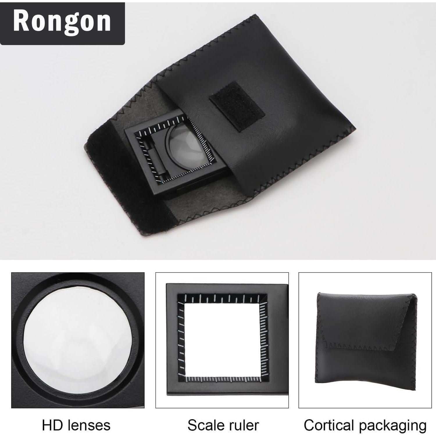 Lupa Plegable Rongon 10X 28mm con Escala y Funda de Cuero