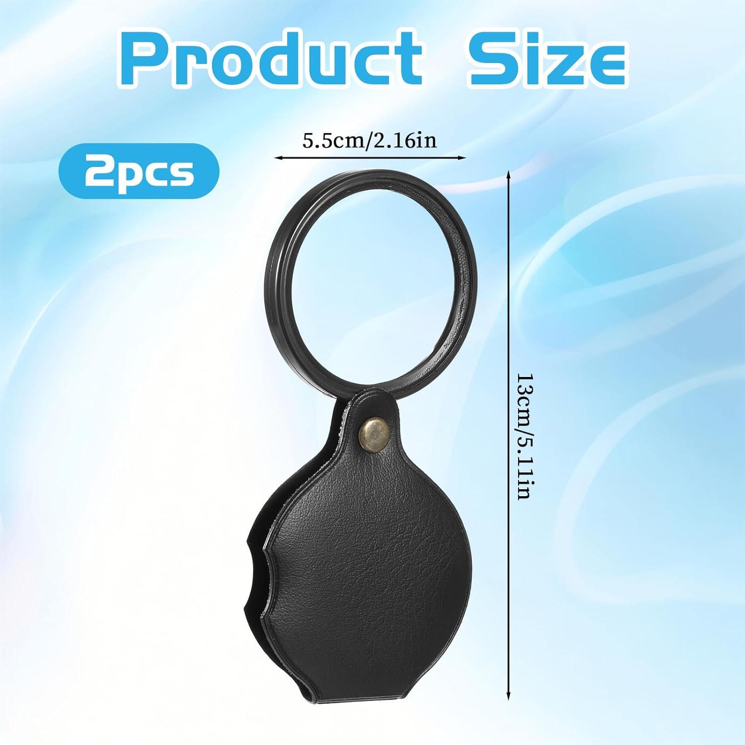 Lupa de bolsillo 20X KALIONE con funda de cuero plegable