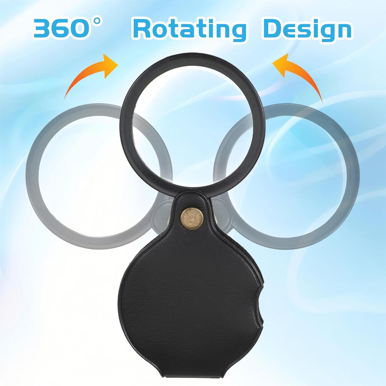 Lupa de bolsillo 20X KALIONE con funda de cuero plegable