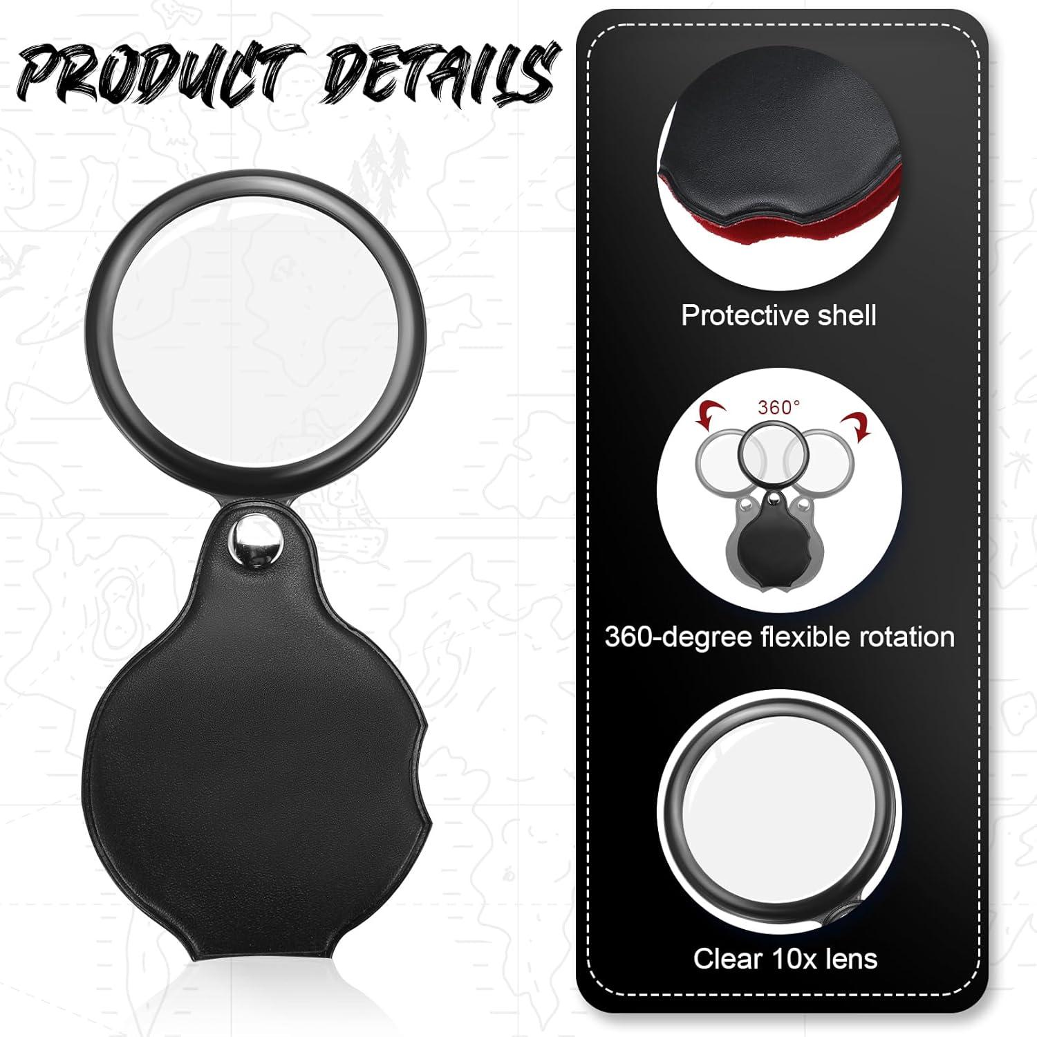 Mini Lupa de Bolsillo Hoteam 10X - 48 Piezas, Plegable y Ligera