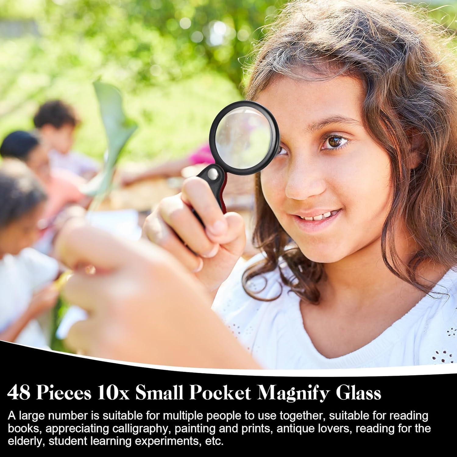 Mini Lupa de Bolsillo Hoteam 10X - 48 Piezas, Plegable y Ligera