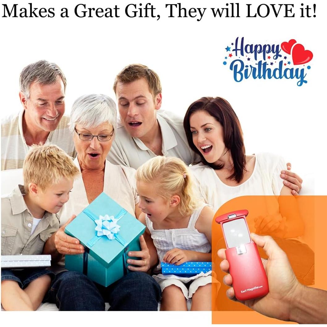 Lupa de Bolsillo EasY Magnifier 3.0X con Luz LED - Sedona Roja