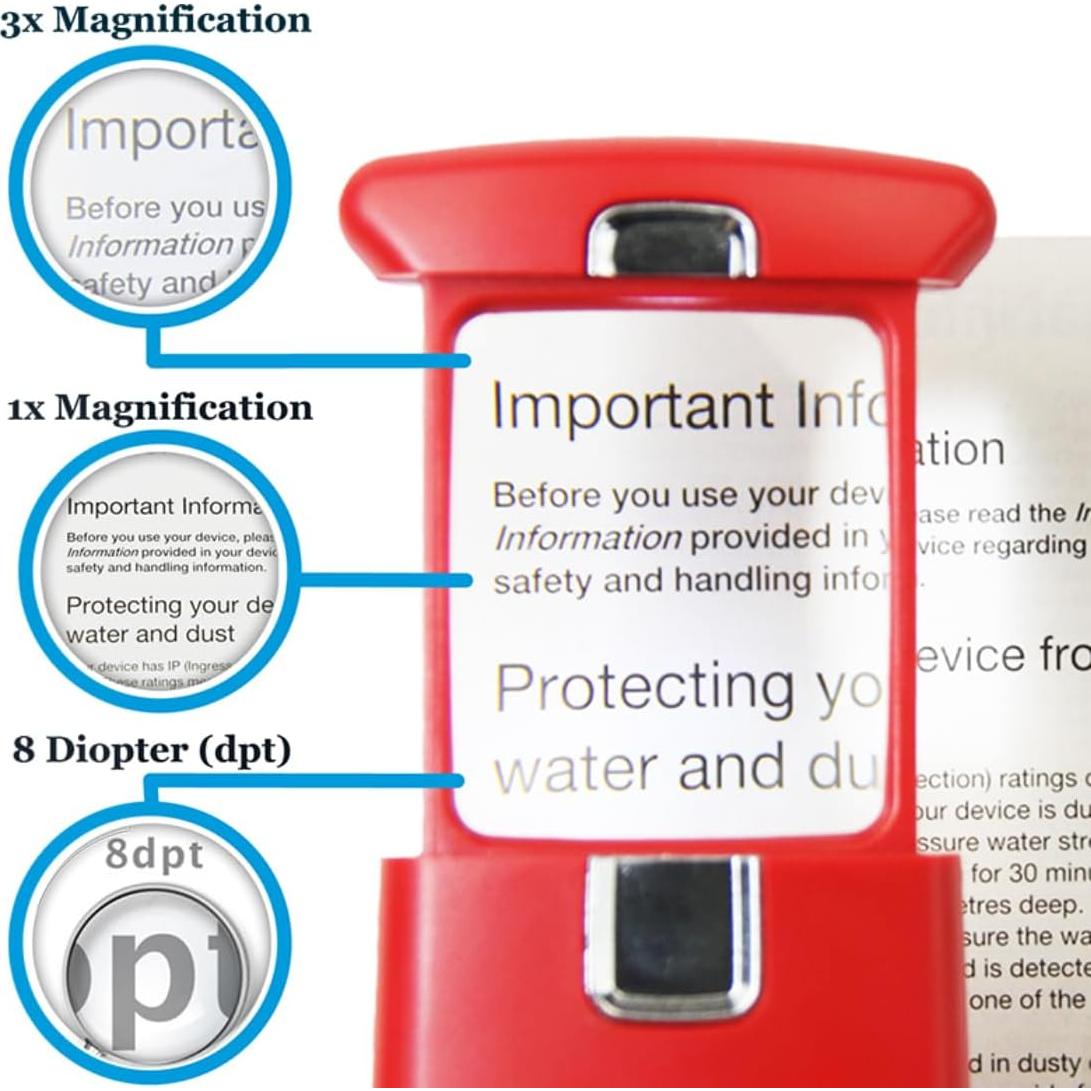 Lupa de Bolsillo EasY Magnifier 3.0X con Luz LED - Sedona Roja