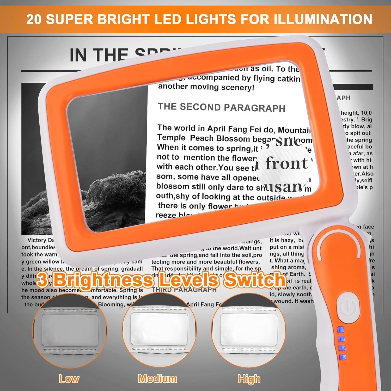 Lupa Recargable TUGEOVO con Luz LED 5X 10X 45X Plegable