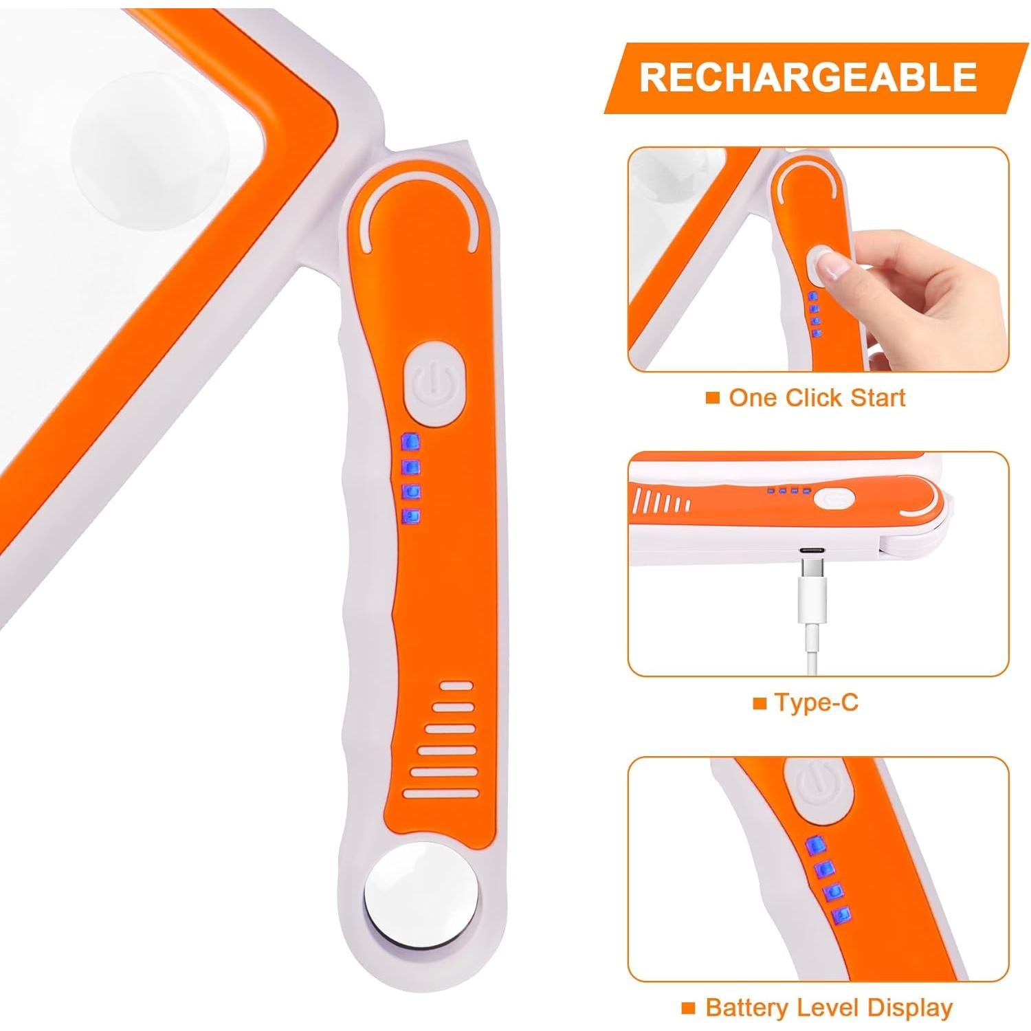 Lupa Recargable TUGEOVO con Luz LED 5X 10X 45X Plegable