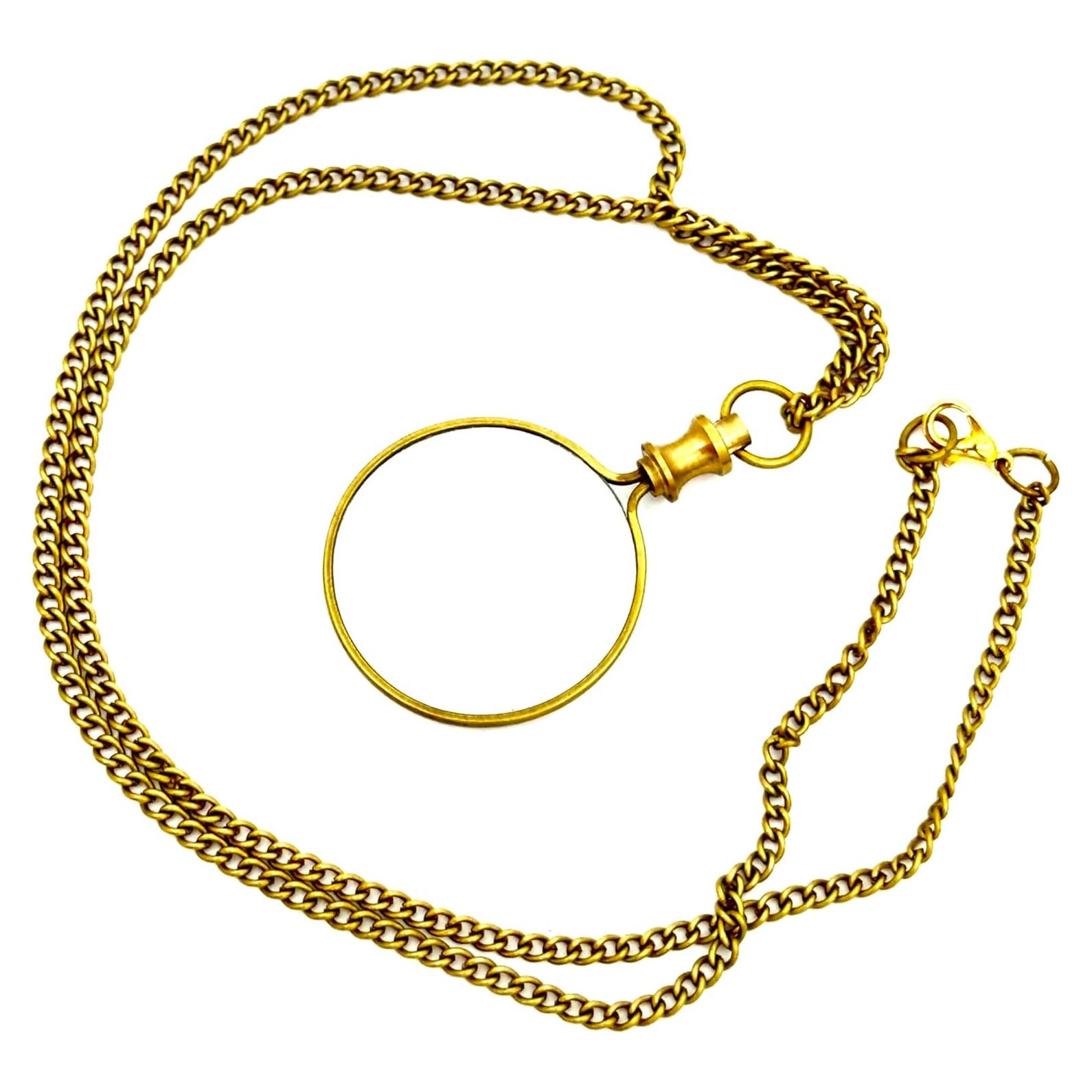 Monóculo de bolsillo GeekGifts con cadena - Lupa 10x latón