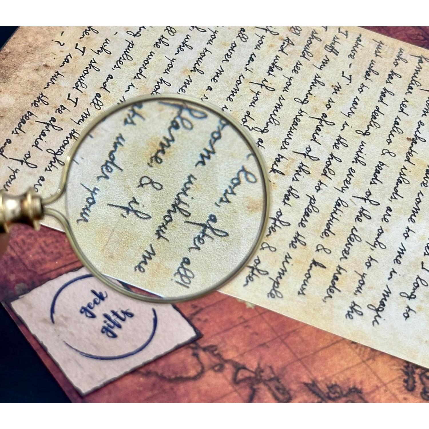 Monóculo de bolsillo GeekGifts con cadena - Lupa 10x latón