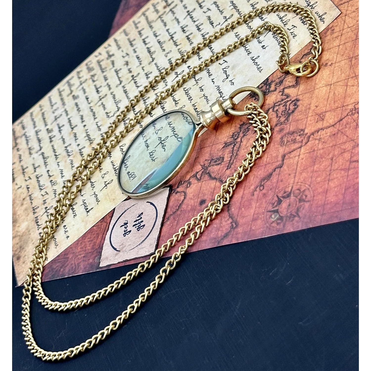 Monóculo de bolsillo GeekGifts con cadena - Lupa 10x latón