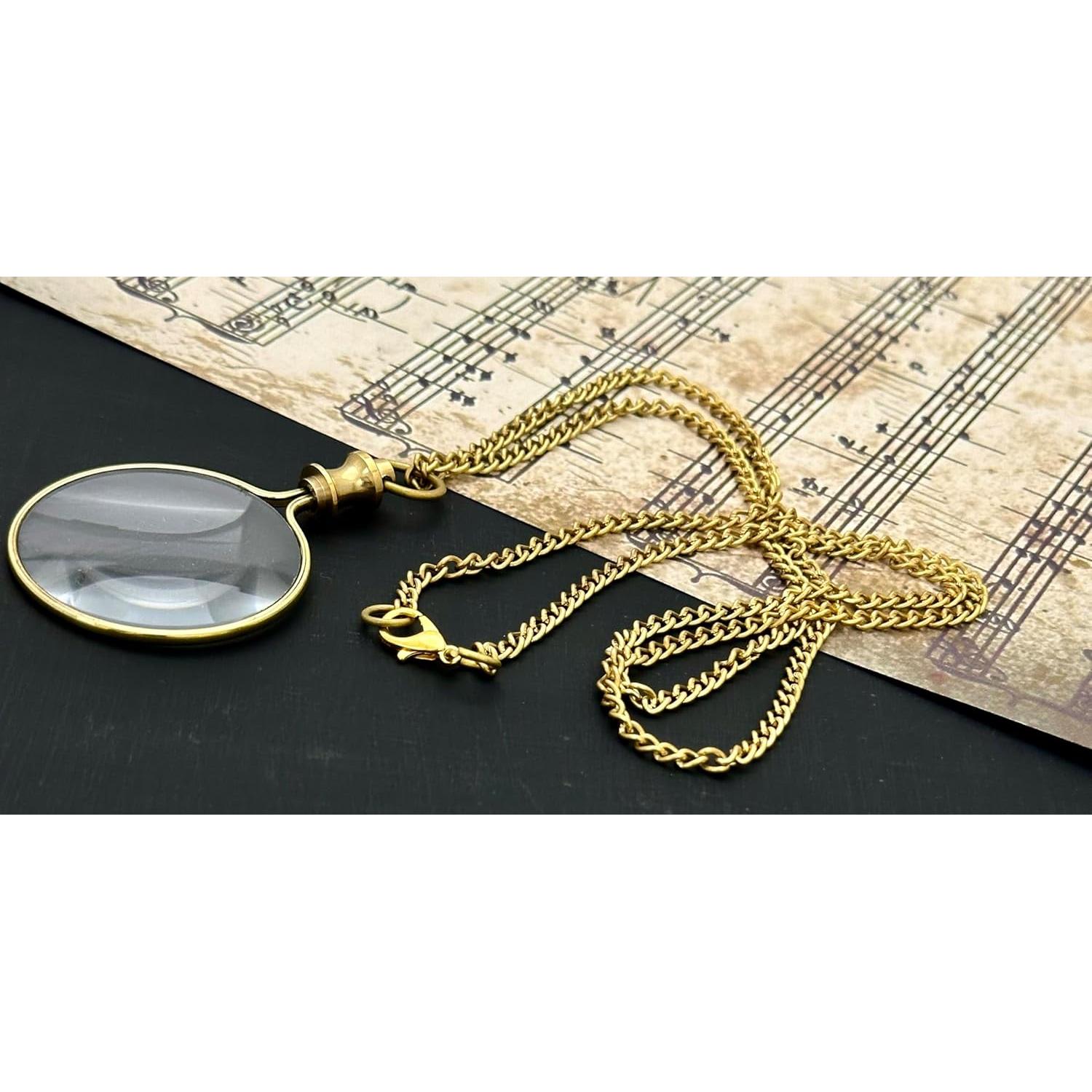 Monóculo de bolsillo GeekGifts con cadena - Lupa 10x latón