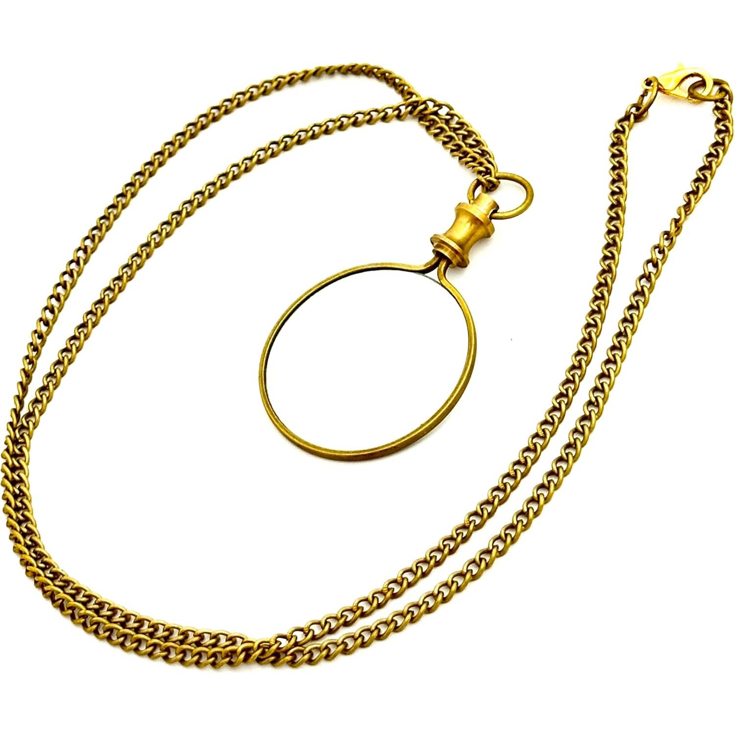 Monóculo de bolsillo GeekGifts con cadena - Lupa 10x latón