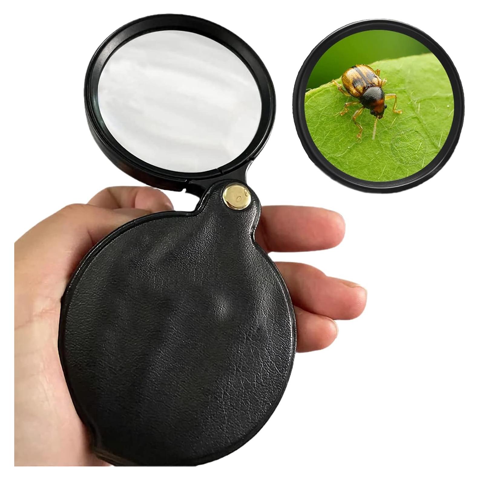 Lupa de bolsillo 10x ThsGivingStore con estuche de cuero