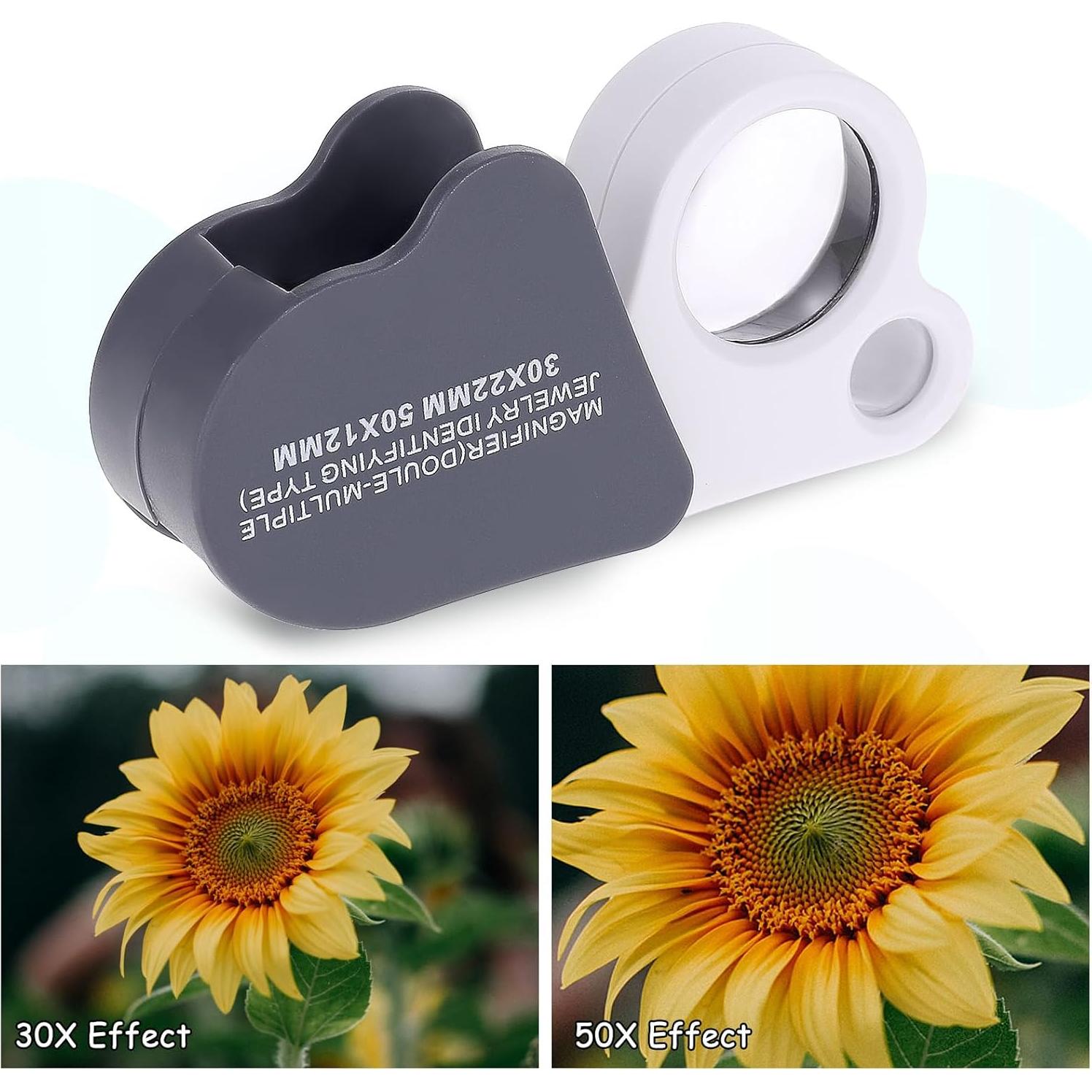 Lupa de Joyero 30X 50X JIYIN Plegable para Monedas y Gemas